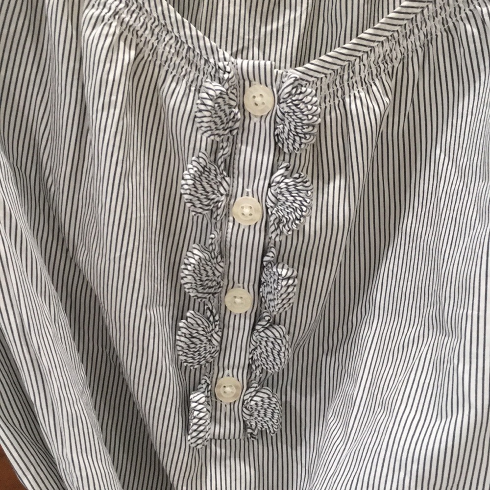 LOFT 3/4 SLEEVE STRIPED TUNIC TOP W/RUFFLE XSP - Picture 2 of 7
